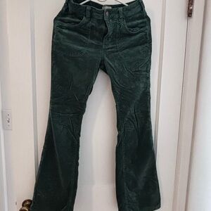 Pilcro Dark Green Corduroy Flare Jeans